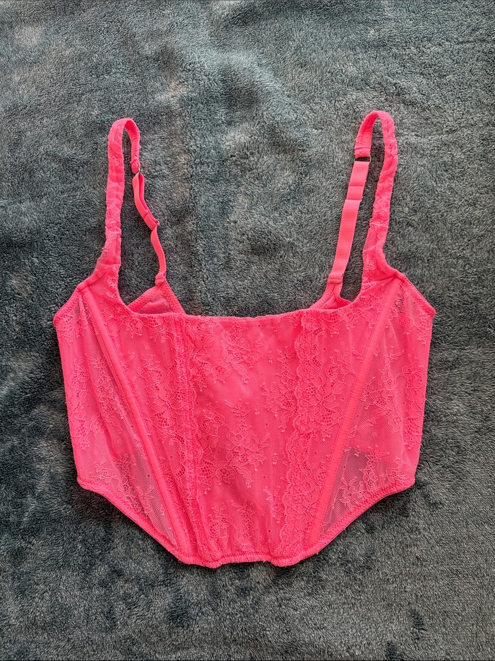 Urban Outfitters Hot Pink Lace Corset Bralette